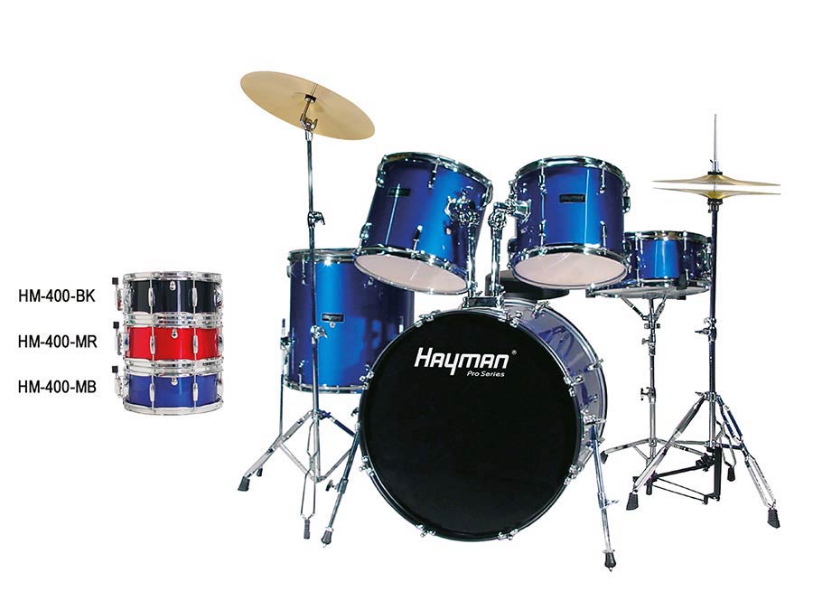 Pro Series 5-piece drum kit, double braced stands, drum throne and cymbals included, black