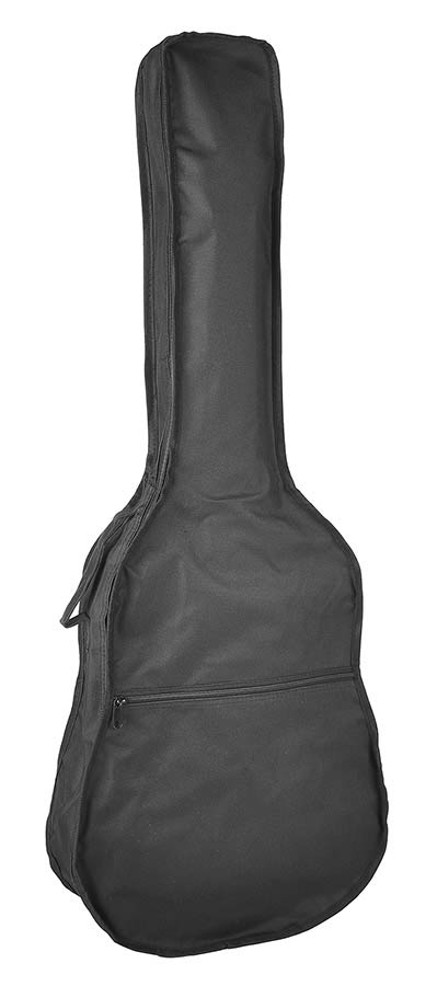 Bag for classic guitar, unpadded, nylon, 2 straps, large pocket, black, 7/8-scale