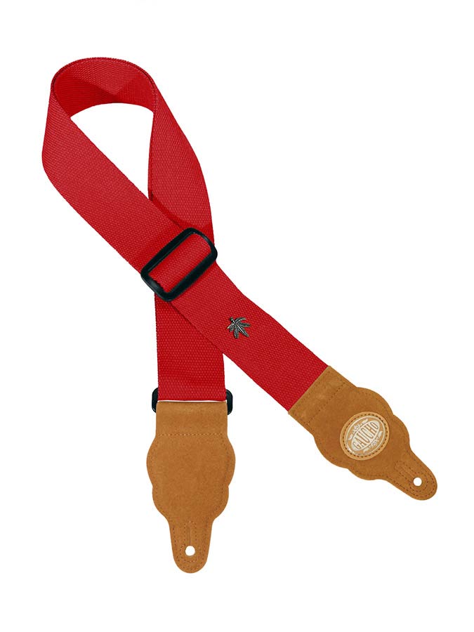 Grass Series Guitar strap, hemp with brown slips, red