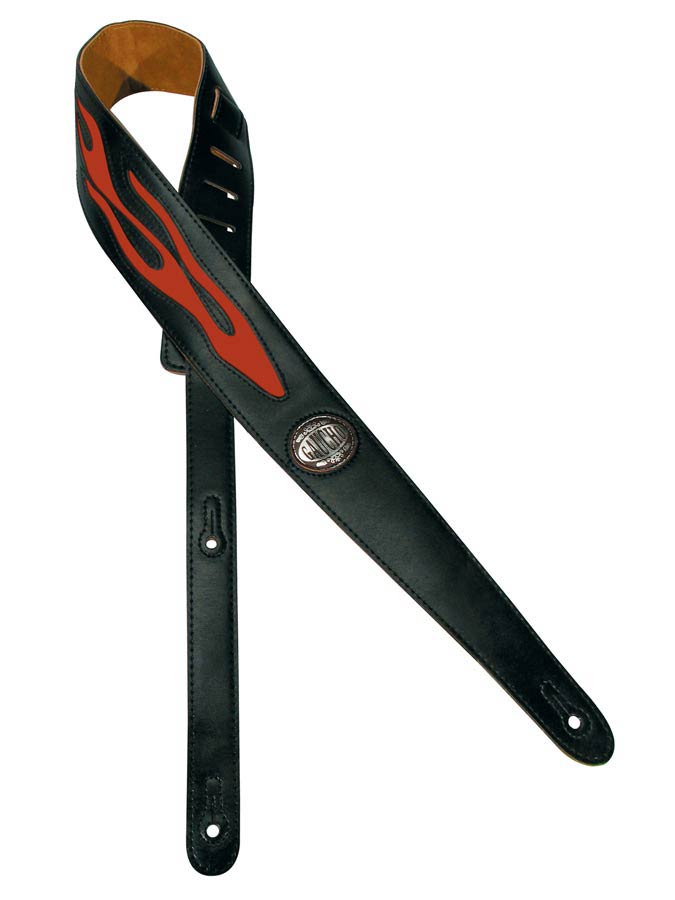 Silhouet Series Guitar strap, black, orange flame design