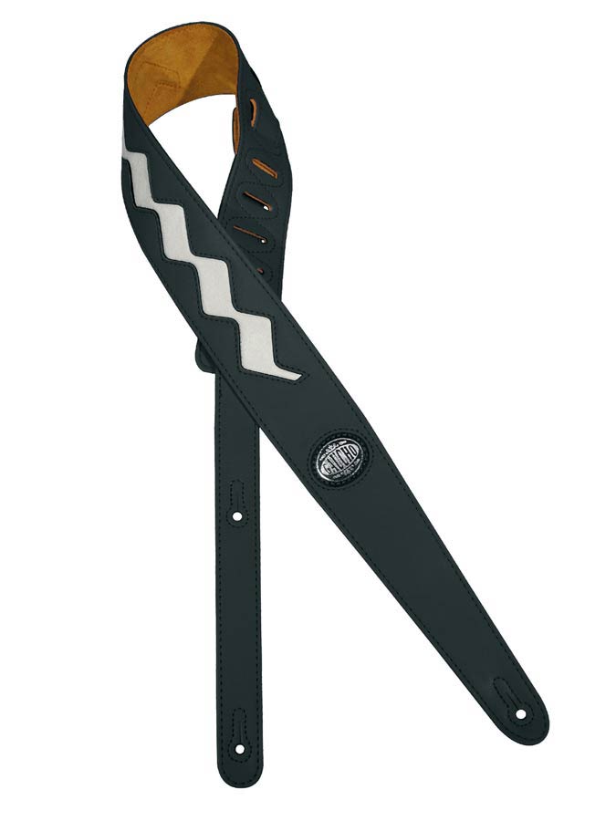Two Tone Series Guitar strap, zig zag design, black and white