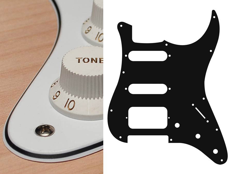 Pickguard, Stallion, SSH, 3 pot holes, 3-5 switch, 3 ply, white