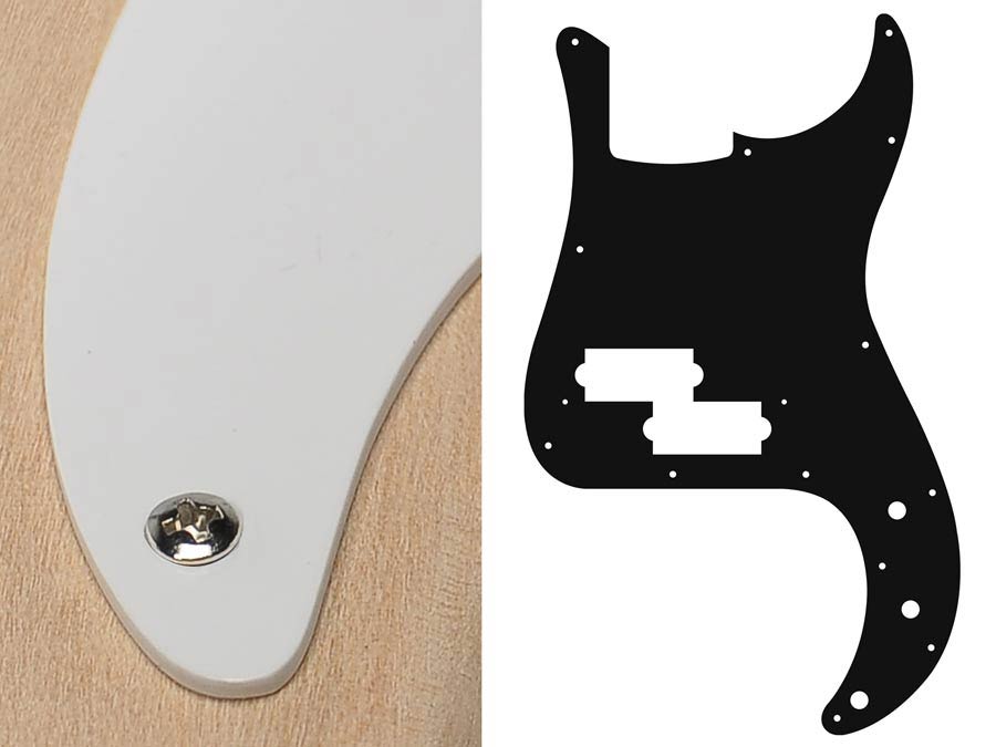 Pickguard, Puncher bass, standard, 1 ply, white