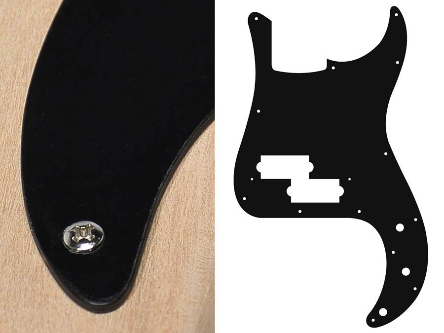 Pickguard, Puncher bass, standard, 1 ply, black mat