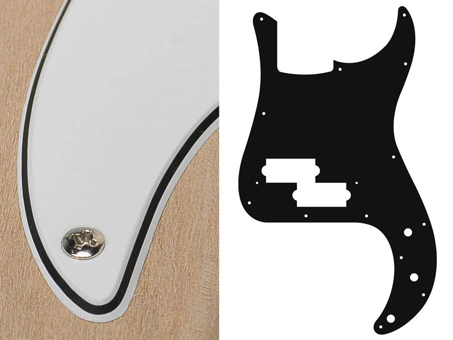 Pickguard, Puncher bass, standard, 3 ply, white