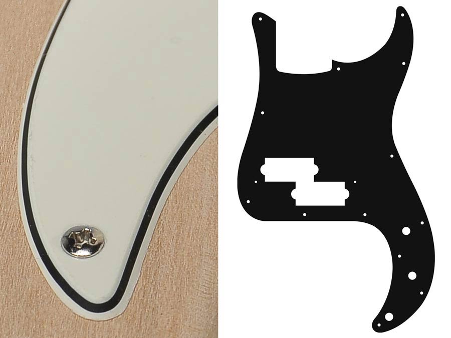 Pickguard, Puncher bass, standard, 3 ply, vintage white