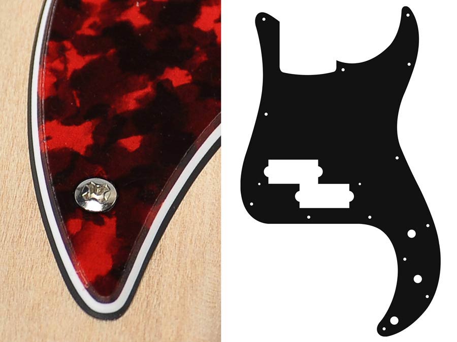 Pickguard, Puncher bass, standard, 3 ply, tiger red