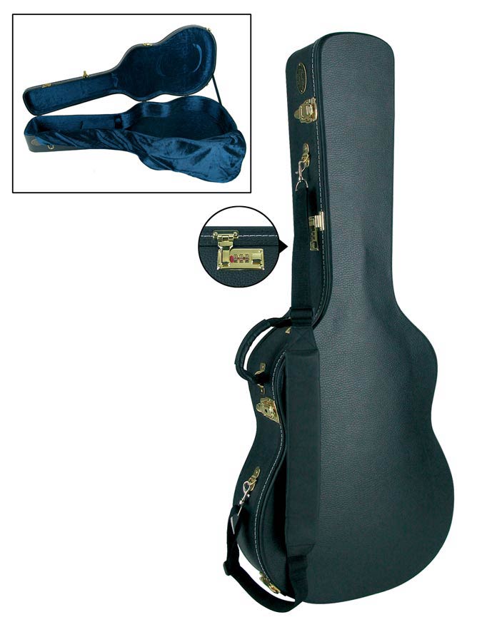 Traditional Pro Deluxe case for classic guitar, wood, arched, shaped model, with lock and shoulder strap