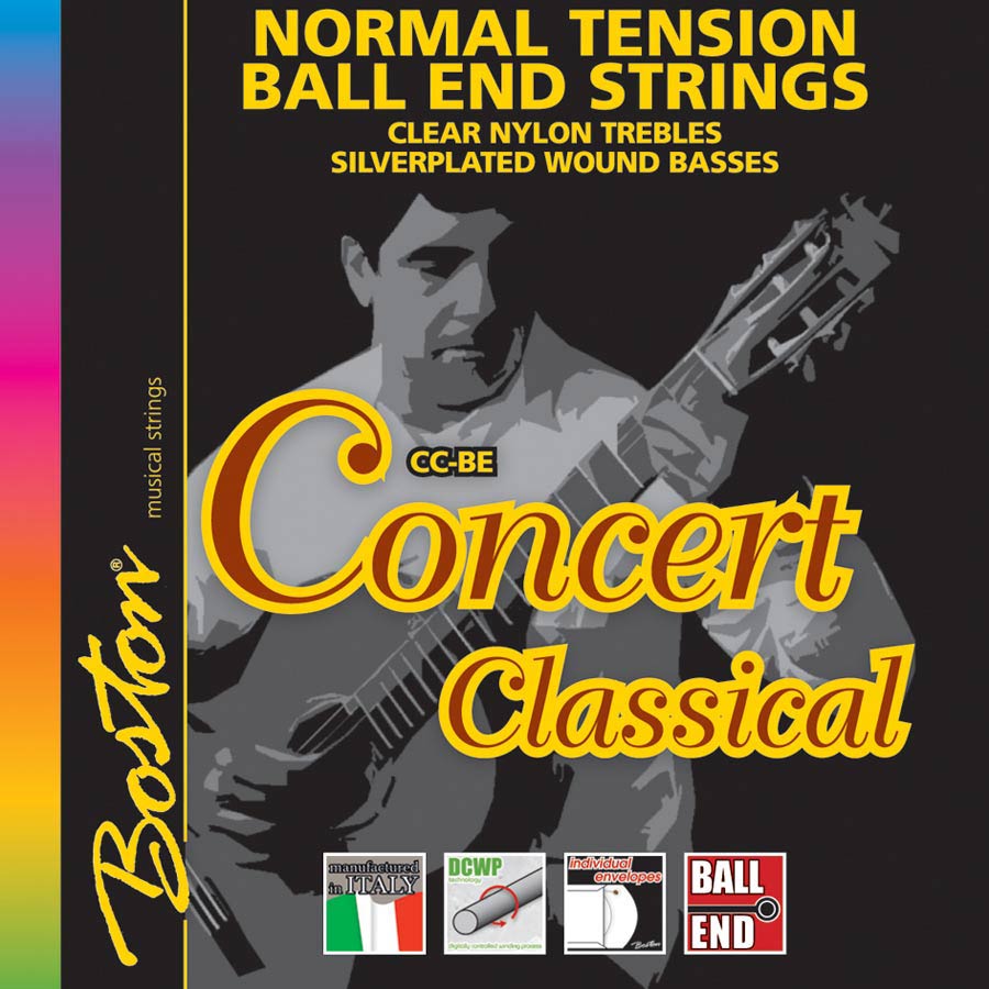 Concert Series String set classic, clear trebles & silverplated wound basses, normal tension, with ball ends