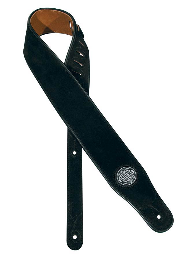 Stylish Deluxe Series Guitar strap, natural back, black suede, extra long, length: 180 cm.