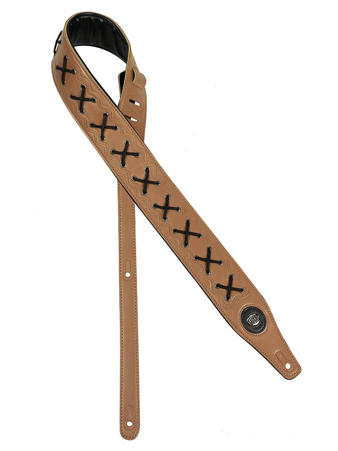 Buffalo Lace Series Guitar strap, top quality leather and lace, light brown