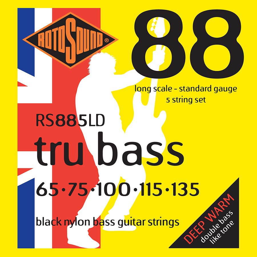 RS885LD Rotosound Tru Bass 88 string set electric bass 5 black nylon flatwound 65-135