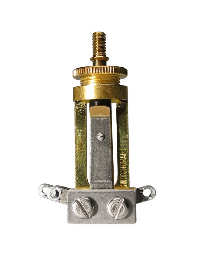 Toggle switch 3-way, long model, no cap, for USA made LP-model guitars, gold