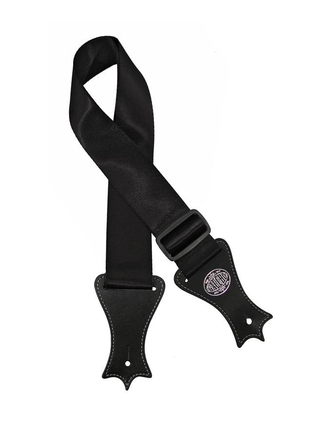 Icon Series Guitar strap, deluxe black nylon with leather slips, no print