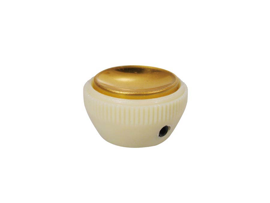 Tea cup knob, Hofner violin bass 1963 model, gold and ivory, with set screw allen type