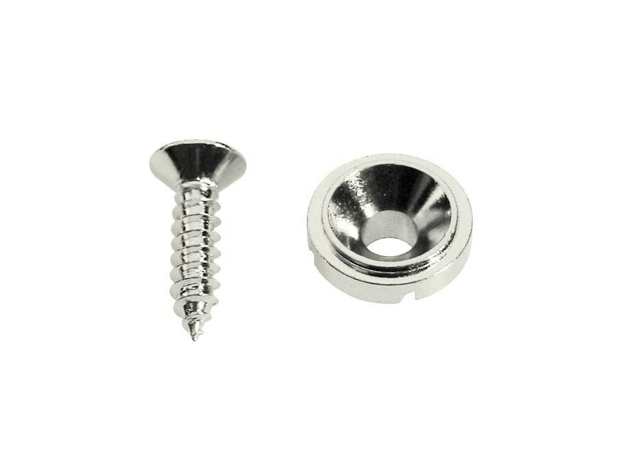 String retainer, button model, with screw, diameter 10mm, height 5mm, nickel