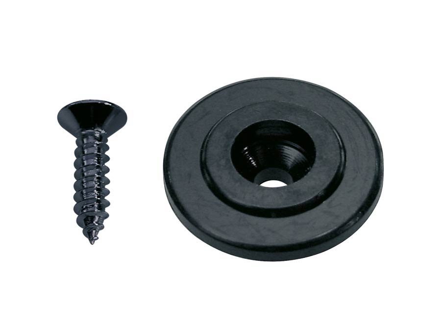 String retainer for bass guitar, button model, with screw, 19mm, height 7mm, black