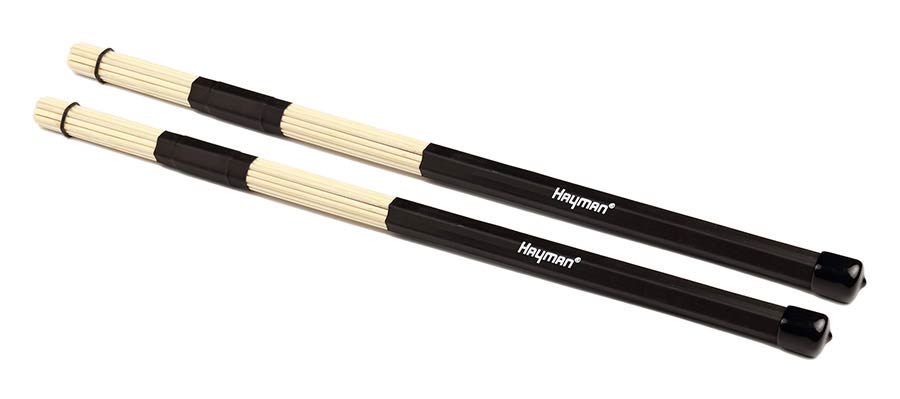 Drum rods, pink handle, 19 rods, rubber ring, length 400 mm., head diameter 15 mm., bamboo