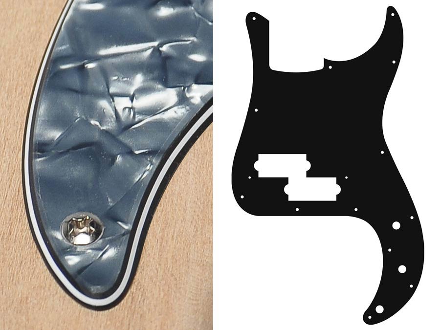 Pickguard, Puncher bass, standard, 4 ply, pearl black