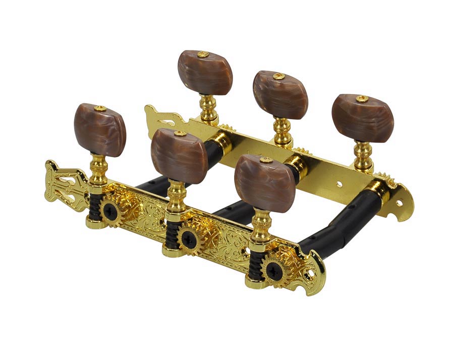 Genuine replacement part set of machine heads 3L3R, gold with amber pegs, for model 10, 22, 25, 32