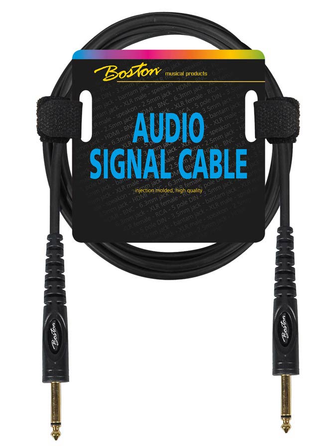 Audio signal cable, 6.3mm jack mono to 6.3mm jack mono, 0.75 meter
