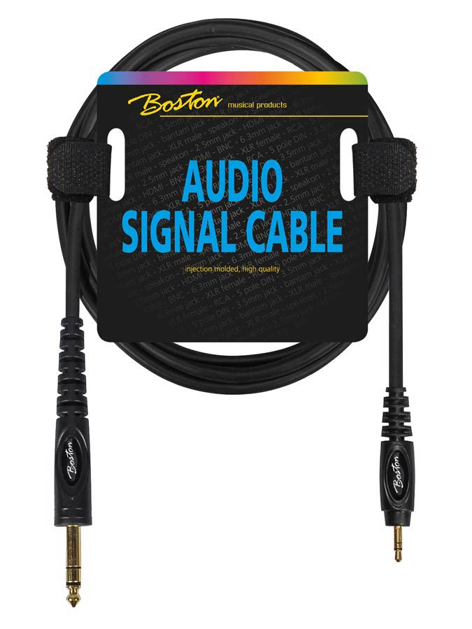 Audio signal cable, 3.5mm jack stereo to 6.3mm jack stereo, 1.50 meter