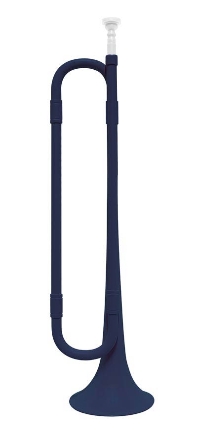 bugle trumpet, plastic, length 50cm, blue body and white mou