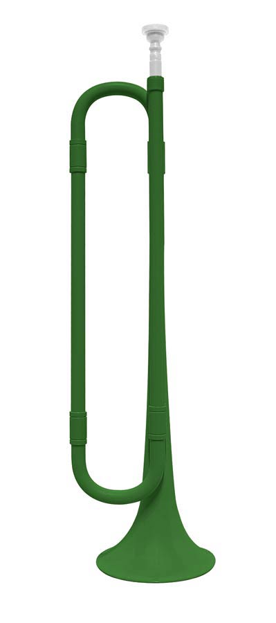 bugle trumpet, plastic, length 50cm, green body and white mo