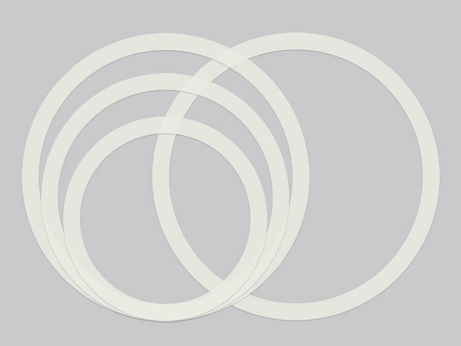 Overtone control ring set for drumkit, transparent, 10