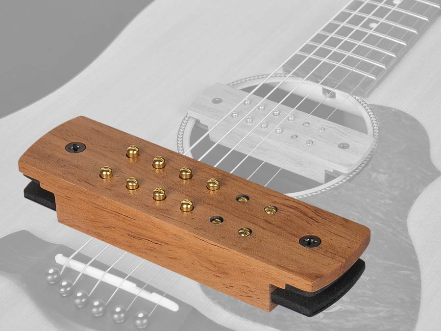 Soundhole pickup, humbucker with adjustable poles and endpin jack, with solid bubinga cover