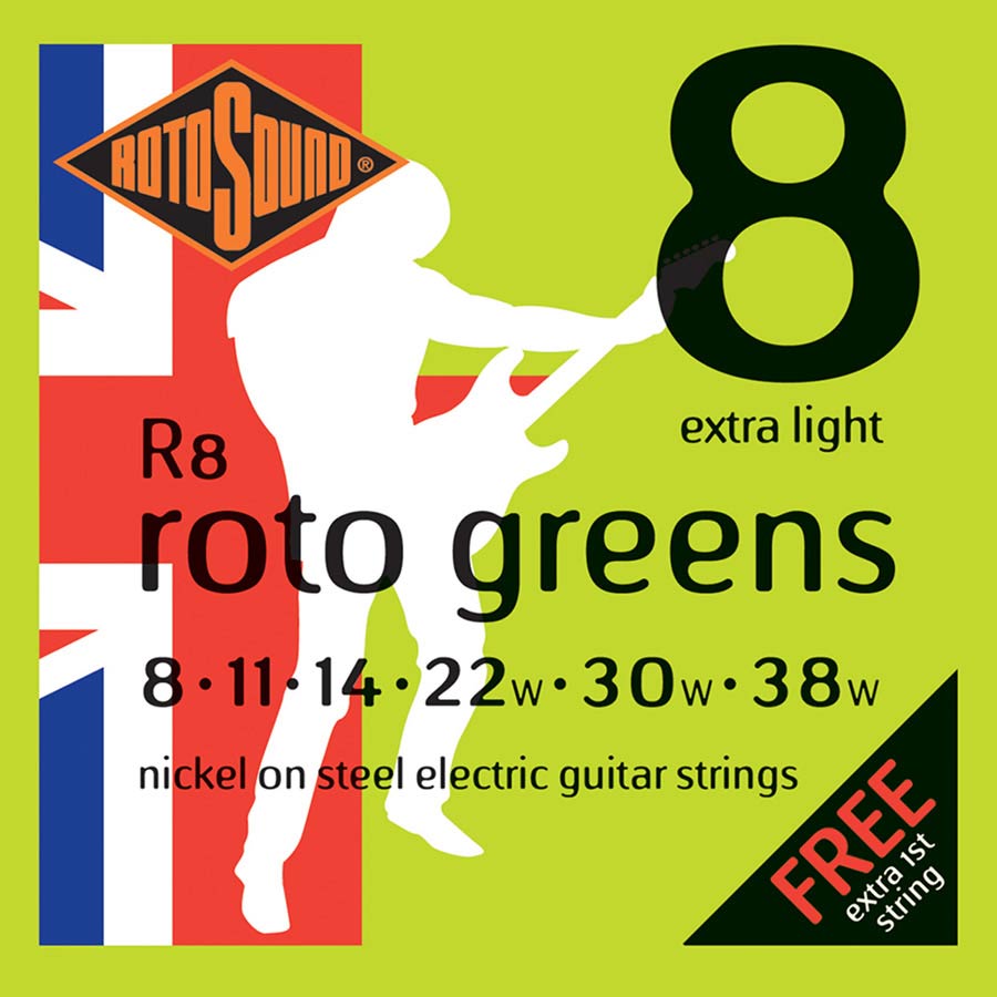 R8 Rotosound Roto string set electric nickel wound 8-38