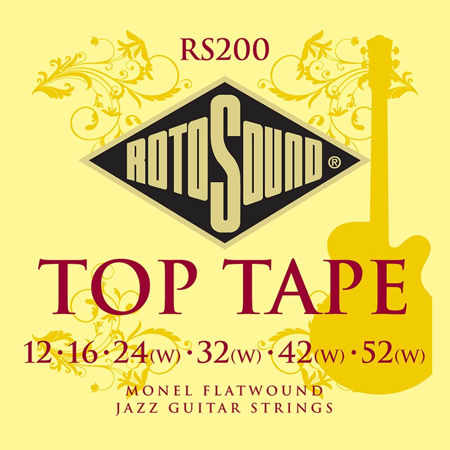 RS200 Rotosound Top Tape string set electric monel flatwound 12-52