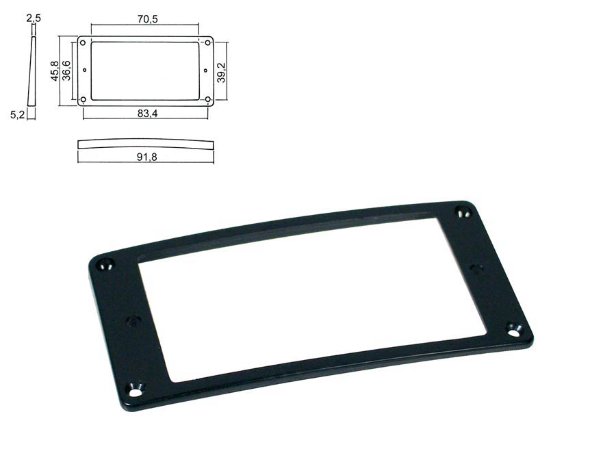Pickup ring, humbucker, plastic, black, height: 2,5x 5,2mm, low, slanted
