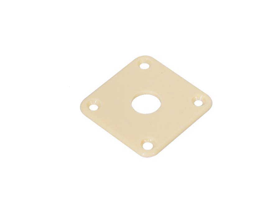 Jack plate, square, plastic 34x34mm, flat, ivory