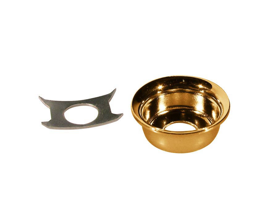 TE-model input cup, with retainer clip, metal, gold