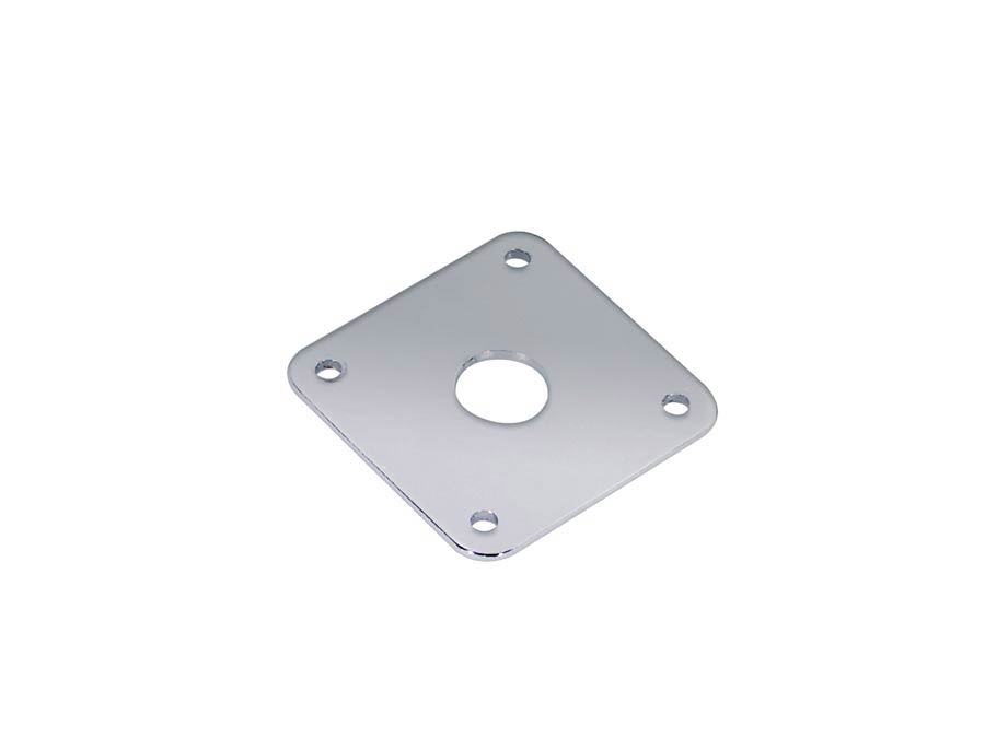 Jack plate, square, flat metal, chrome