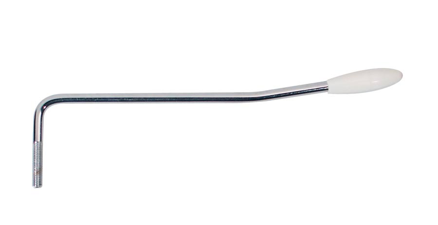 Tremolo arm, 5mm thread, chrome, left handed, 5mm arm diameter, white cap