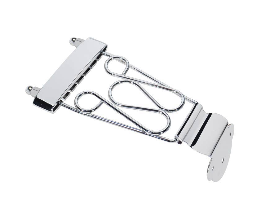 Tailpiece for semi acoustic guitar, length 46 + 115mm, with 2 curls, chrome
