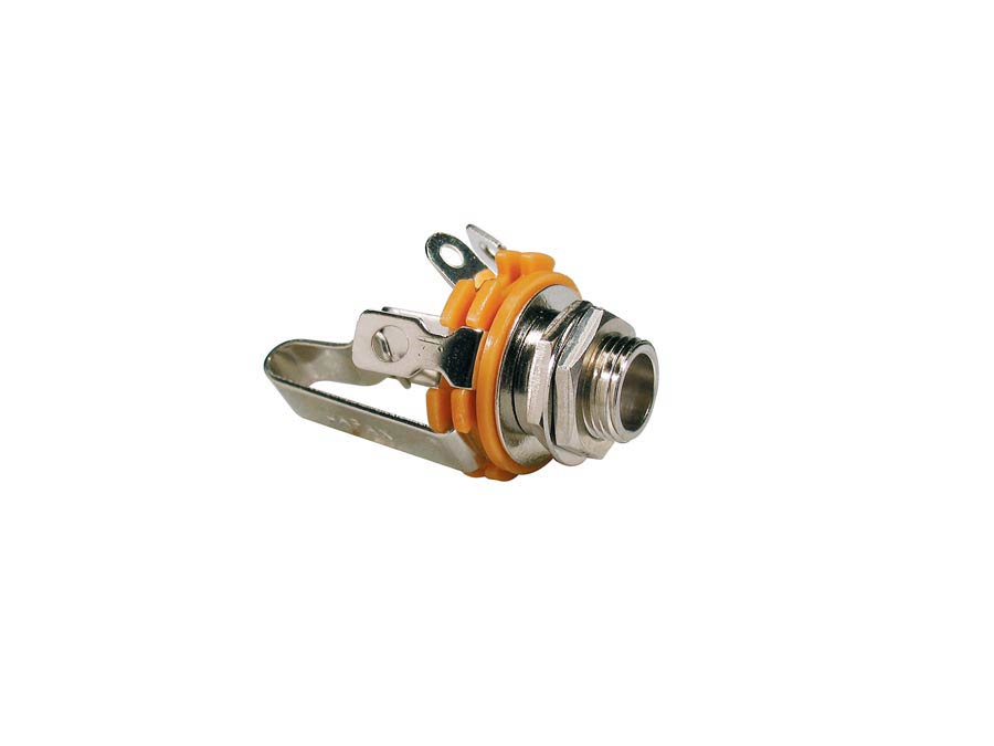 Chassis connector jack, 6,3mm, 3-pole, chrome, M9