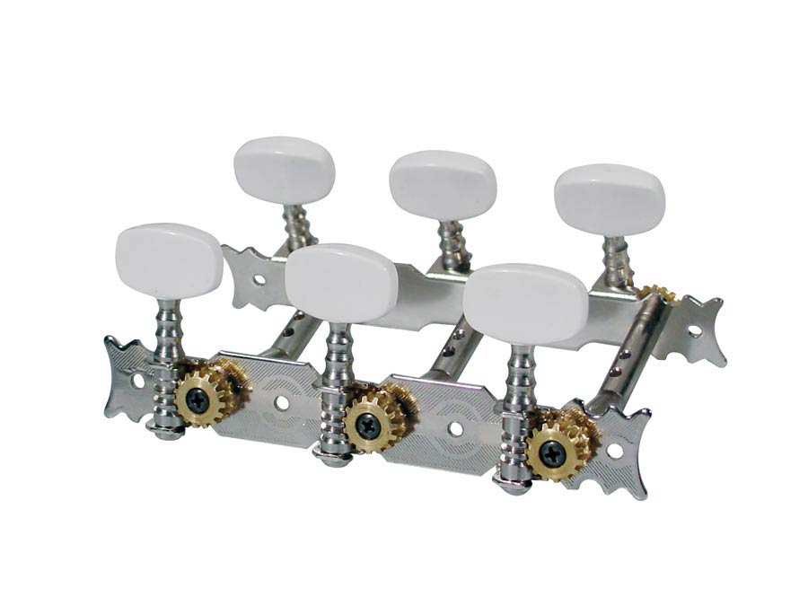 Machine heads for classic guitar, double drilled metal shaft, 3x left+3x right, 70mm