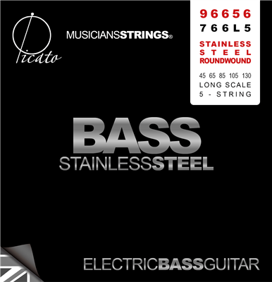 Picato 766L5 Stainless Steel Roundwound Bass Set 45-130