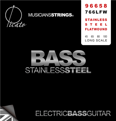 Picato 766Lfw Stainless Steel Flatwound Bass Set 45-100