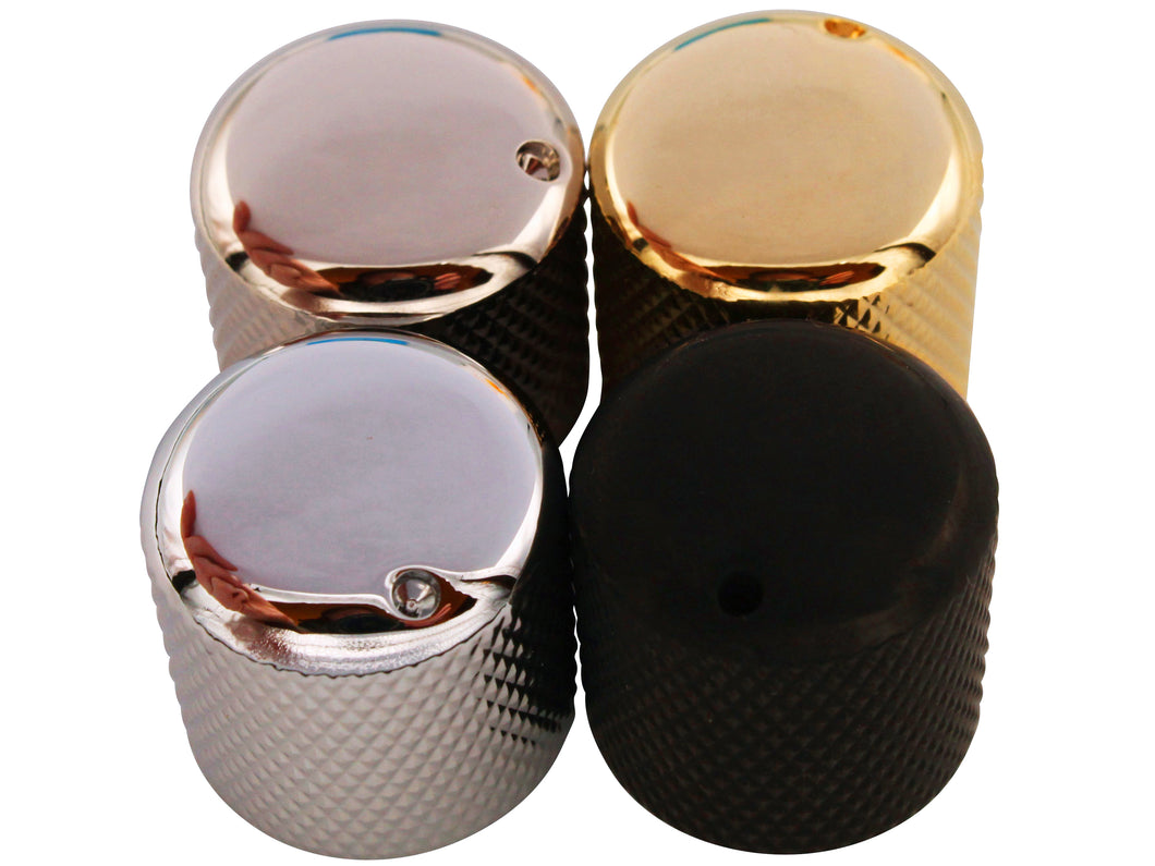 Dome knobs with dot for knurled shafts (metric size)