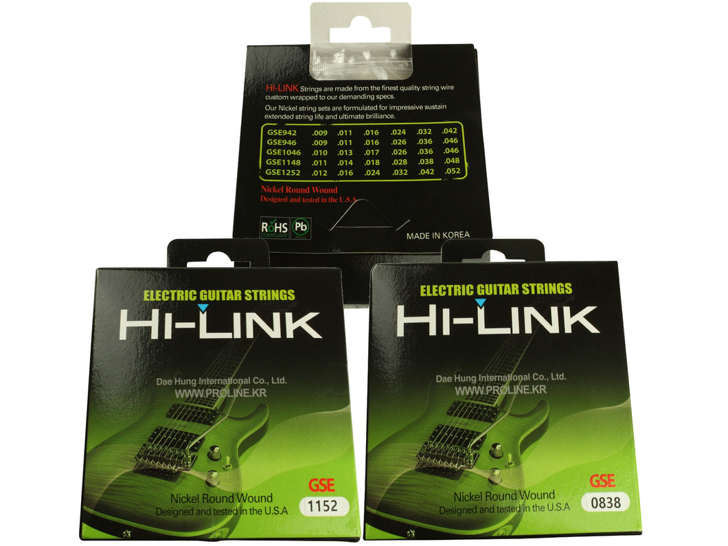 Electric guitar string sets (8 or 11 gauge)