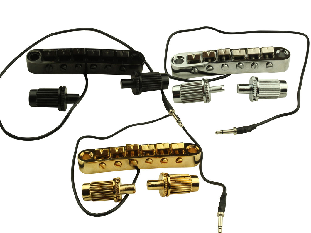 Piezo acoustic tone tune-o-matic bridges
