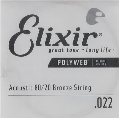 Elixir E13122 80/20 Poly .022 Single String