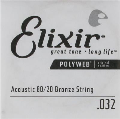 Elixir E13132 80/20 Poly .032 Single String
