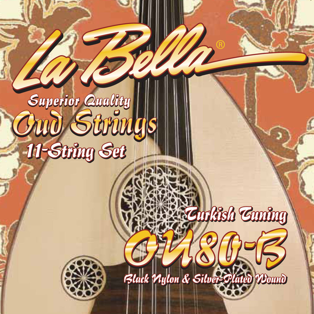 La Bella OU80-B Oud Set Turkish Tuning Black Nylon & Silver-Plated Wound on Nylon