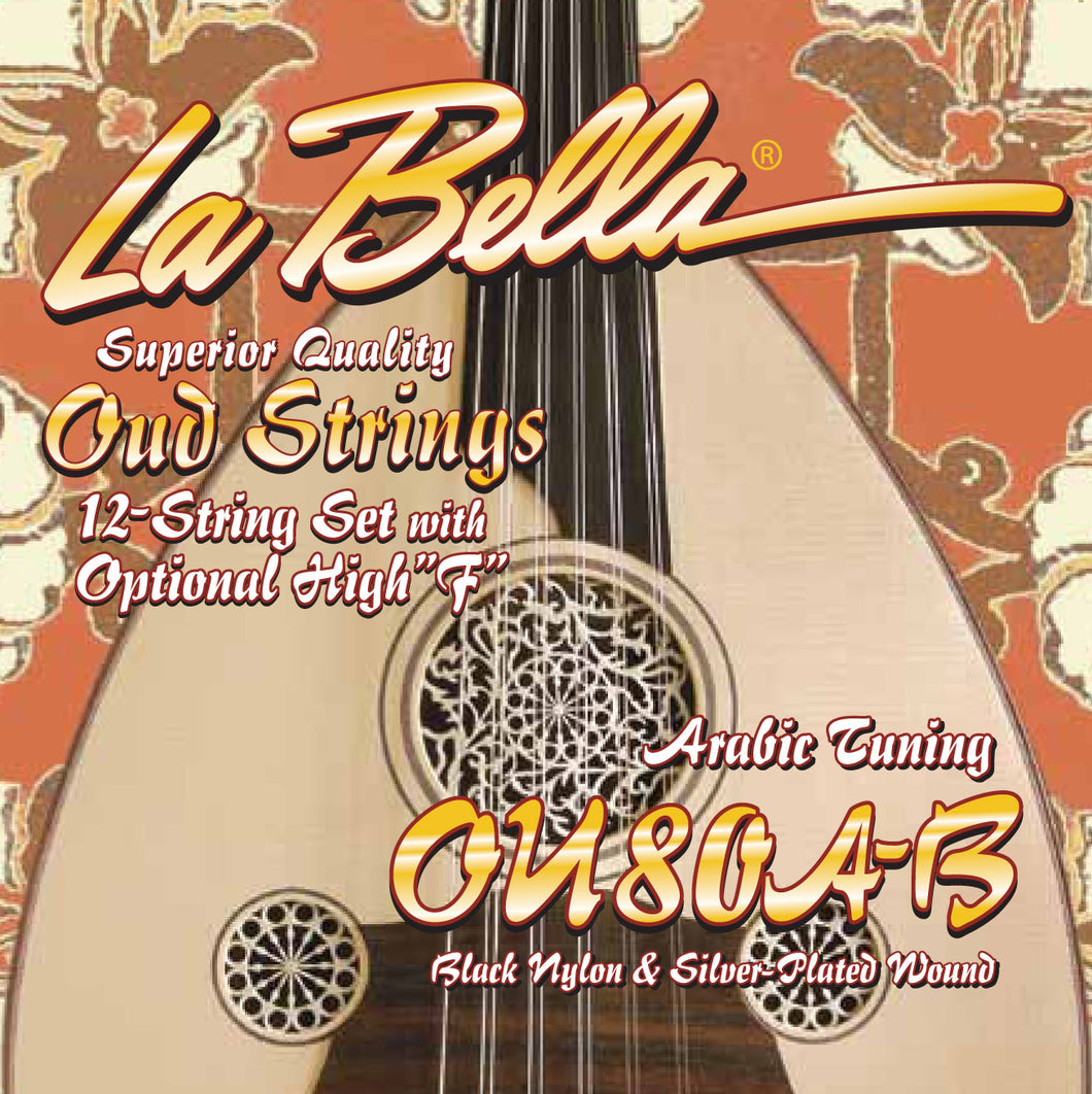 La Bella OU80A-B Oud Set Arabic Tuning, 12-Strings Black Nylon & Silver-Plated Wound on Nylon