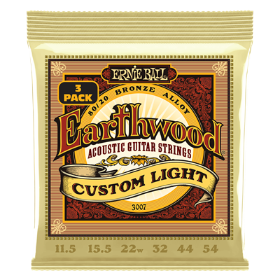 Ernie Ball Earthwood 80/20 Bronze Custom/Light 11.5-54 (3 Set Pack)